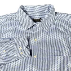 Rochester Sz 19 34/35 Men's Blue Basket weave Long Sleeve Shirt Egyptian Cotton
